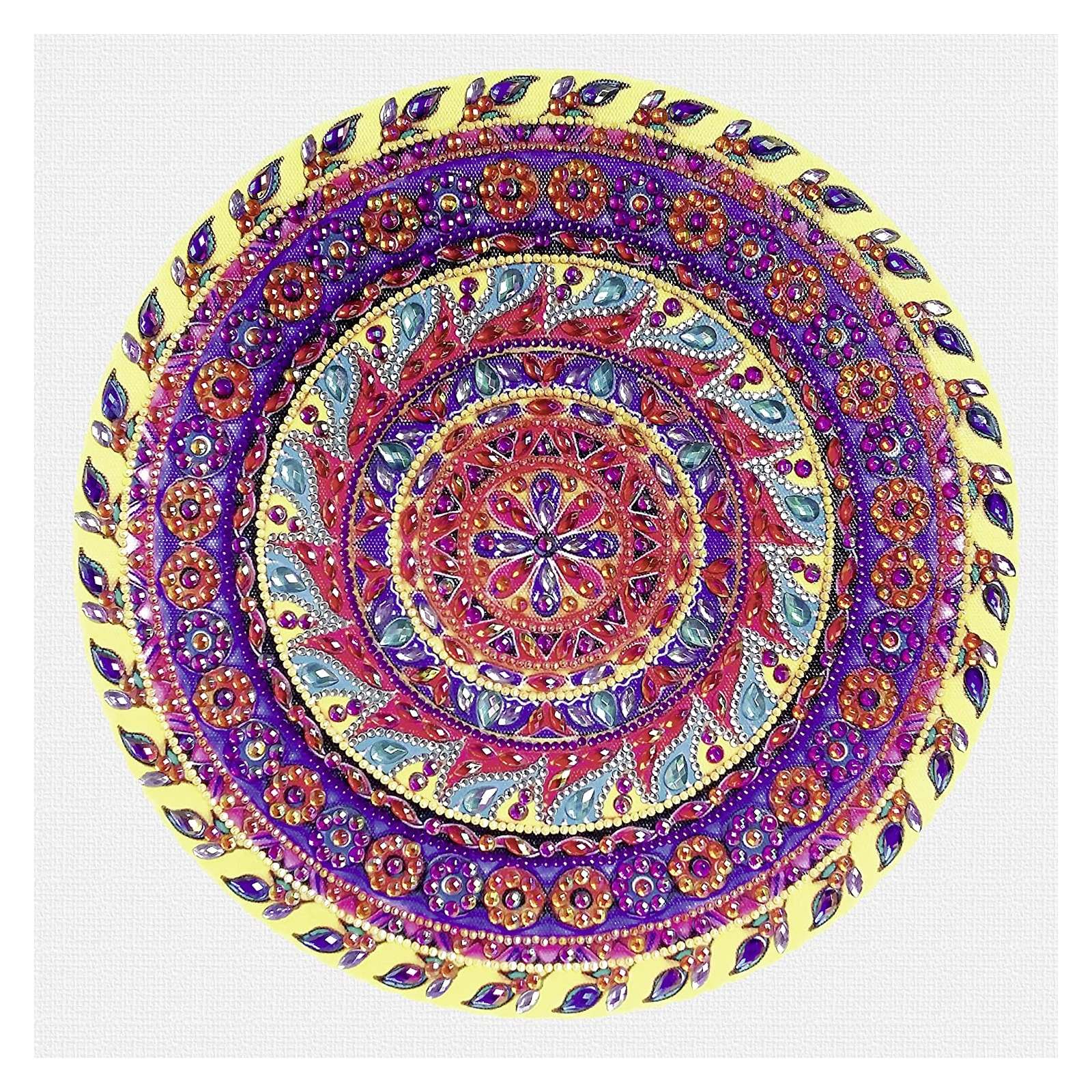 Diamantové malování - mandala fialovozluta